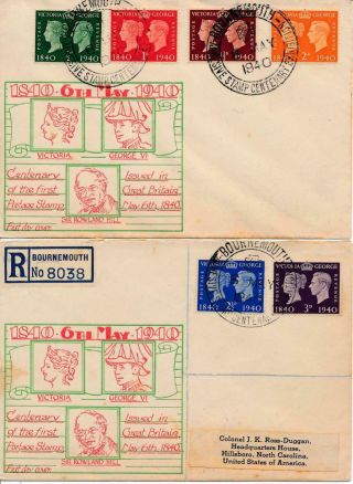 Gb 1940 Stamp Centenary Set On A Illustrated Fdc 