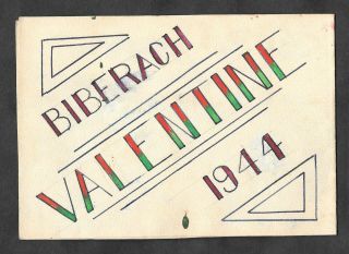 Biberach Internment Camp - 1944 Hand Drawn Valentine Card From Internee To Wife.