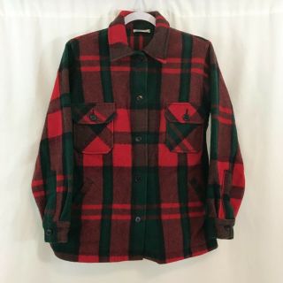 Vtg Ll Bean Shirt Jacket Coat Shacket Hunting Plaid Wool Red Green Usa