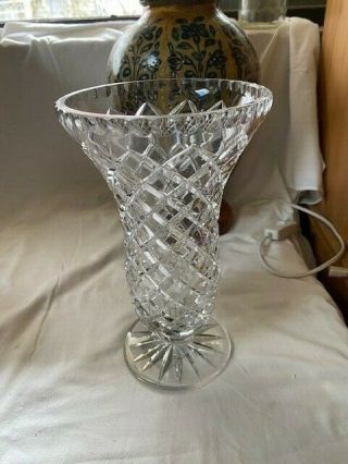 Large Vintage Cut Crystal Glass Vase Art Deco