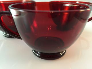 Vintage Royal Ruby Anchor Hocking Glass Punch Cups - Set Of 6