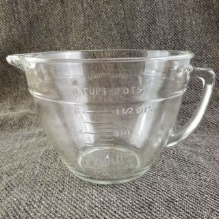 Anchor Hocking Fire King Mixing Batter Measuring Bowl Glass 2 Quart 8 Cups