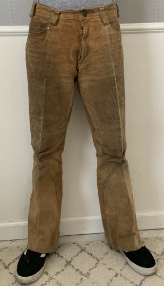 Vintage 1960’s Levi’s Suede Tan Leather Jeans Pants Brown Tag Big E 30x30