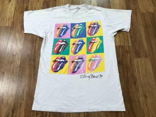 Medium - Vtg 1989 Rolling Stones Rainbow Tongues Single Stitch 80s T - Shirt Usa