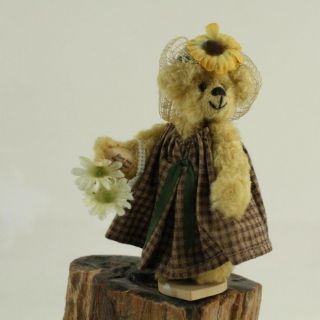 Little Gem Handcrafted Spring Sunflower Mohair Teddy Bear Samantha Flower Basket