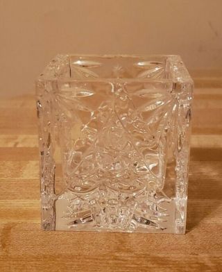 Waterford Crystal Christmas Tree Square Votive Candlestick / Vintage &