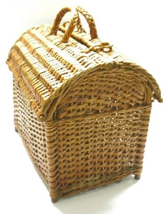 Large Vintage Basket Wicker Suitcase Style Picnic Basket 1960 16” X 15” X 11 "