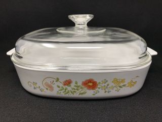 Corning Ware Wildflower Casserole A 10 B With Pyrex Lid 10 X 10 X 2 Vintage