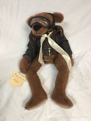 Vintage Rare Bearly There Inc.  19 " Jointed Bear " Ace " Aviator Teddy Bear