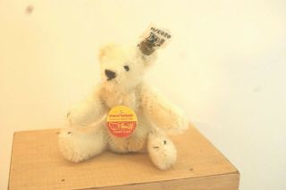 Steiff,  Teddy Bear,  Miniature,  White Mohair,  Chest & Ear Tags,  1982 Collector 
