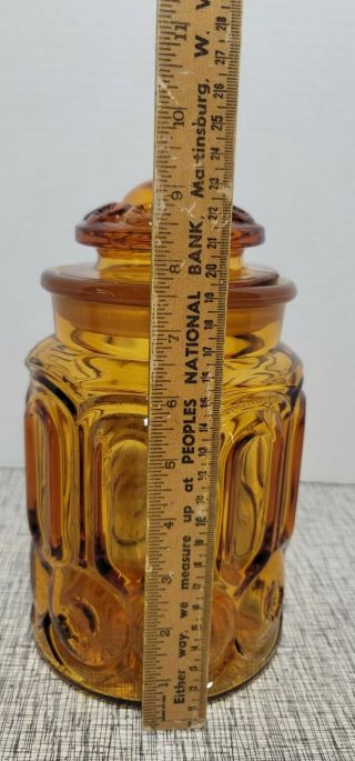 VINTAGE LE SMITH MOON & STARS AMBER GLASS APOTHECARY CANISTER 9 