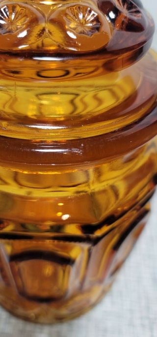 VINTAGE LE SMITH MOON & STARS AMBER GLASS APOTHECARY CANISTER 9 