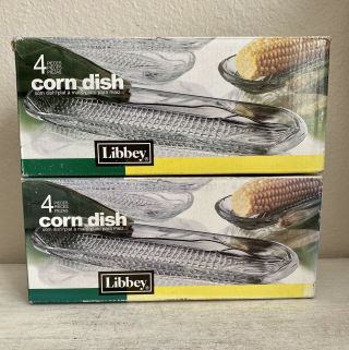 Vintage Libbey Set Of 4 Clear Glass Corn Dishes 2 Boxes Available