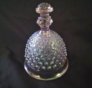 Vintage Imperial Carnival Glass Pink Iridescent Hobnail Bell 5.  5 "