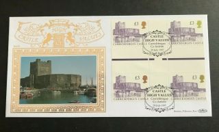 1997 Gb H/v £3 Castle Block Of 4 Special Gold Benham Fdc - Ltd Edition