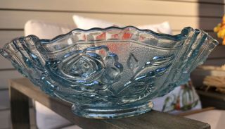Imperial By Lenox Carnival Glass Iridescent Blue Bowl With Roses