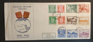 1945 Guernsey Channel Islands First Mail Cover To England After The Liberation