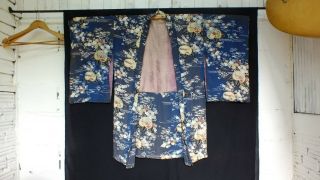 Vintage Antique 40s - 50s Furisode Silk Kimono Robe Hand Stitched Distressed