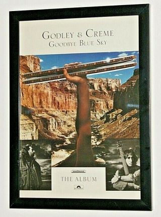 Godley & Creme Framed A4 Rare 1988 `goodbye Blue Sky ` Album Poster