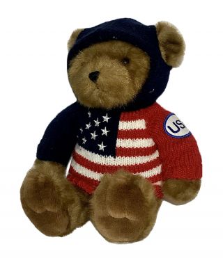 Jstuff Usa Teddy Bear Plush Brown 17 " Usa Flag Knit Sweater Patriotic American