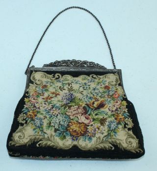Vintage Lovely Petit Point Tapestry Purse Made In Austria Floral Johann Strauss