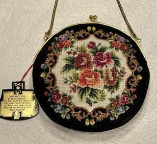 Vintage - - Petit Point - - Needlepoint - - Floral/roses - - Tapestry Evening Bag - - Nwt