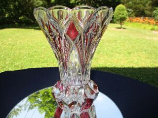 Fabulous Ruby Stain Glass Spread Vase Star In Diamond Wide Pointed Pendant Base