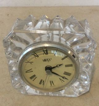 Vintage Mikasa Crystal Cut Glass Quartz Table/mantle Clock