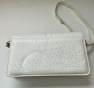 Vintage Corbeau White Ostrich Purse Shoulder Bag with carry bag 3