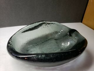 Vintage Blenko Art Glass Mid Century Modern Smoke Color Amoeba Bowl