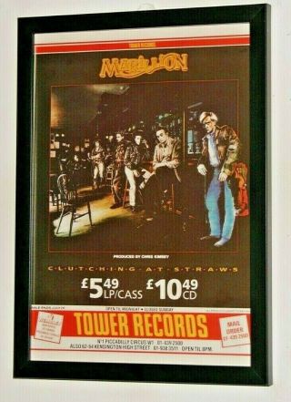 Marillion Framed A4 1987 `clutching At Straws Album Band Promo Poster