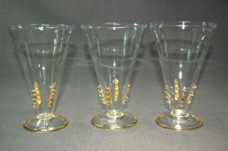 Abigails 3pc Clear To Gold Ophelia Stem Water Glasses Nib