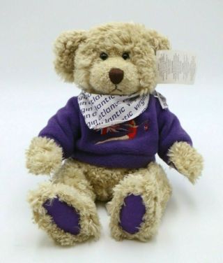 Virgin Atlantic Teddy Bear Dickie Bear By Russ Purple Sweater Exc Cond Light Tan