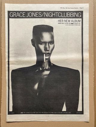 Grace Jones Nightclubbing Poster Sized Music Press Advert From 1981 (ag