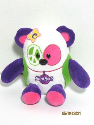 Hard Rock Cafe Panda Bear Plush Hippie Peace Butterfly Stuffed Animal Toy 6.  5 "