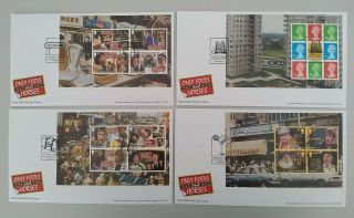 2021 Only Fools And Horses Set Of 4 Psb Booklet Pane Fdc 4 Different Postmarks