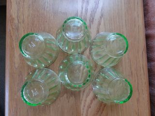 (6) Vintage Hazel Atlas Green Depression Glass Custard Cups 3