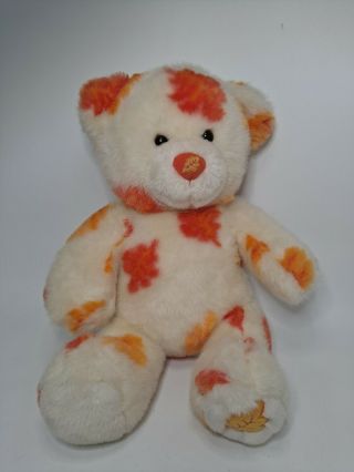 Teddy Bear Fall Autumn Orange Leaves White Build - A - Bear Plush Stuffed