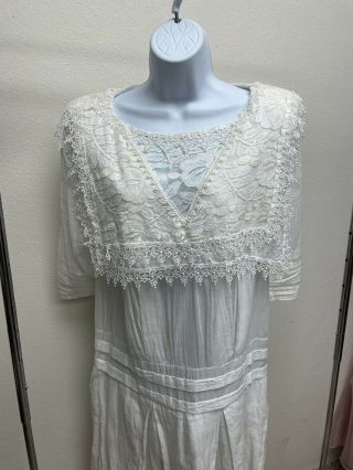 Vintage Jessica Mclintock Gunne Sax White Lace Cotton Dress