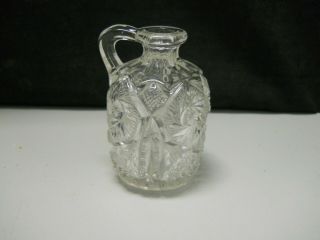 Abp Cut Crystal Glass Miniature Picture Cruet Jug Pinwheel Flower & Cut Line