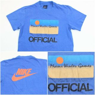 Vtg 80s Nike Blue Tag Miami Winter Games Official Staff Single Stitch Shirt Rare