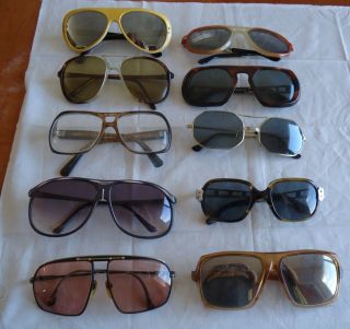 10 Pairs Vintage Sunglasses 1970s & 1980s Men 