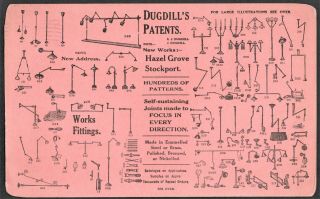 LARGE PINK BOOK POST CARD 1/2D GV ADVERTISING DUGDILLS PATENTS STOCKPORT 1925 2
