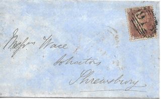 Gb 1857 1d Red Stars Cover With Deddington 912 Numeral To Shrewsbury Woodstock