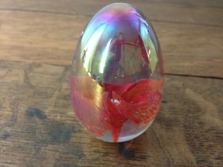 Vintage Iridescent Art Glass Egg Signed Mt St Helen Msh Wh - 6