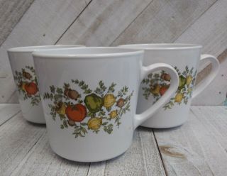 Set 3 Vintage Coffee Cups Centura By Corning Spice Of Life Mugs Tea