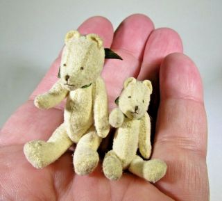 2 Pair Artisan Miniature Teddy Bears Dollhouse Artist Jointed Tiny Ooak Vintage
