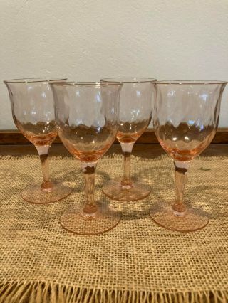Pink Depression Glass Swirl Wine Glass Set Of 4 Mini Sherry Goblet Wine 4 Ounce