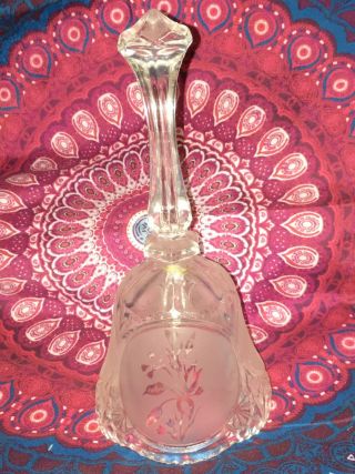 Vintage Lead Crystal Pretty Frosted Etched Flower Bell Estate Collectable