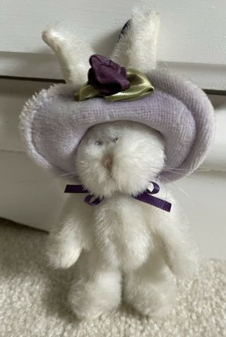 Boyds Bear Dipsie Rabbit Mini Ornament Bunny With Lavendar Hat - No Tags